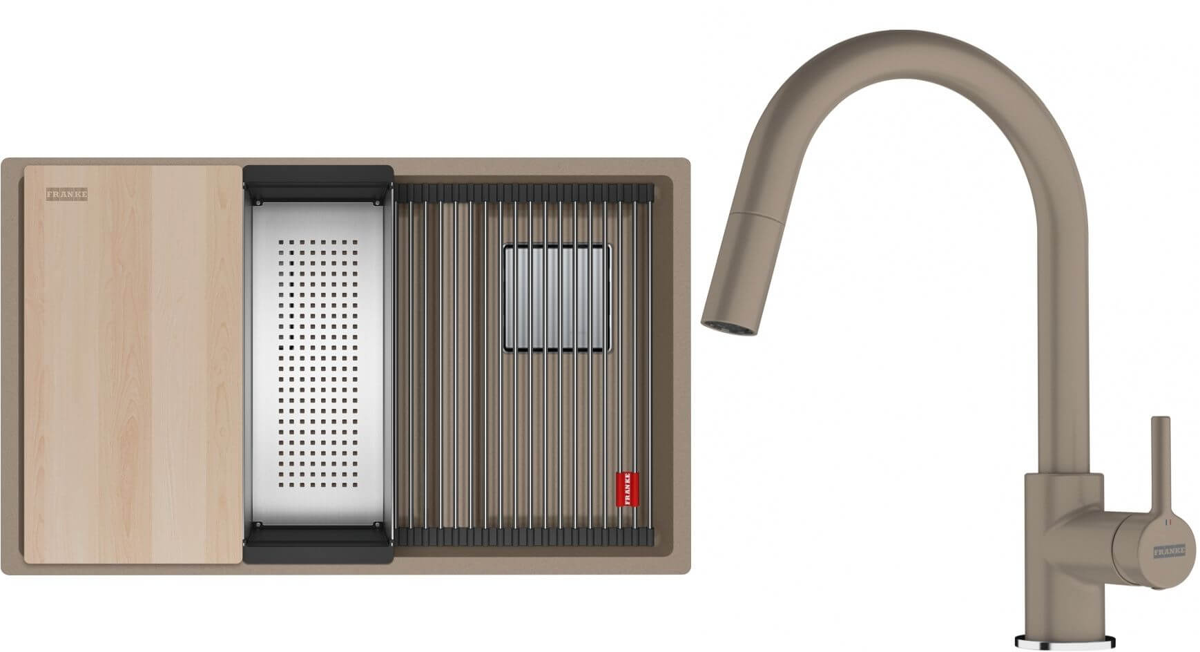 Set chiuvetă din granit Franke Kanon 125.0749.677, baterie bucătărie Franke Lina 115.0626.084