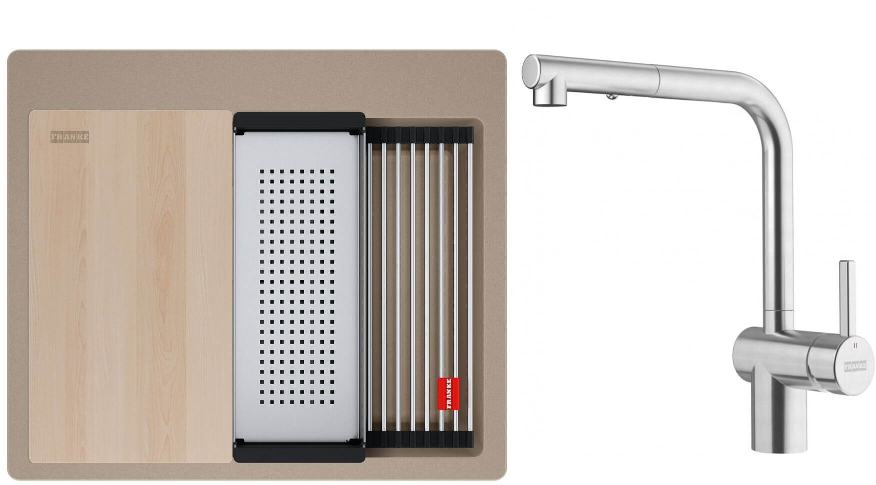 Set chiuvetă din granit Franke Kanon 114.0749.557, baterie bucătărie Franke Atlas Neo 115.0741.710