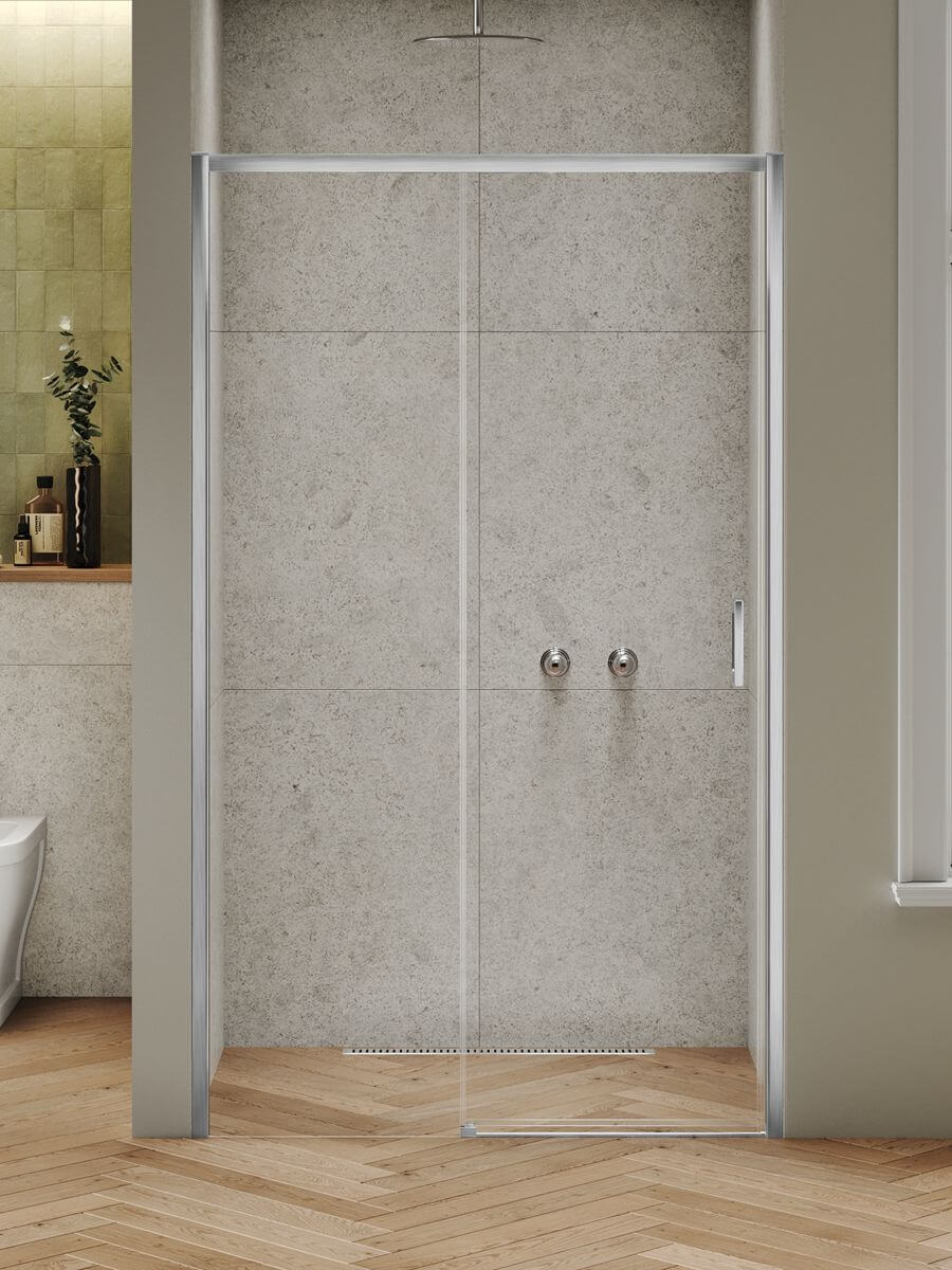 New Trendy Prime Nickel Brushed uși de duș 130 cm culisantă nichel periat/sticlă transparentă D-1347A