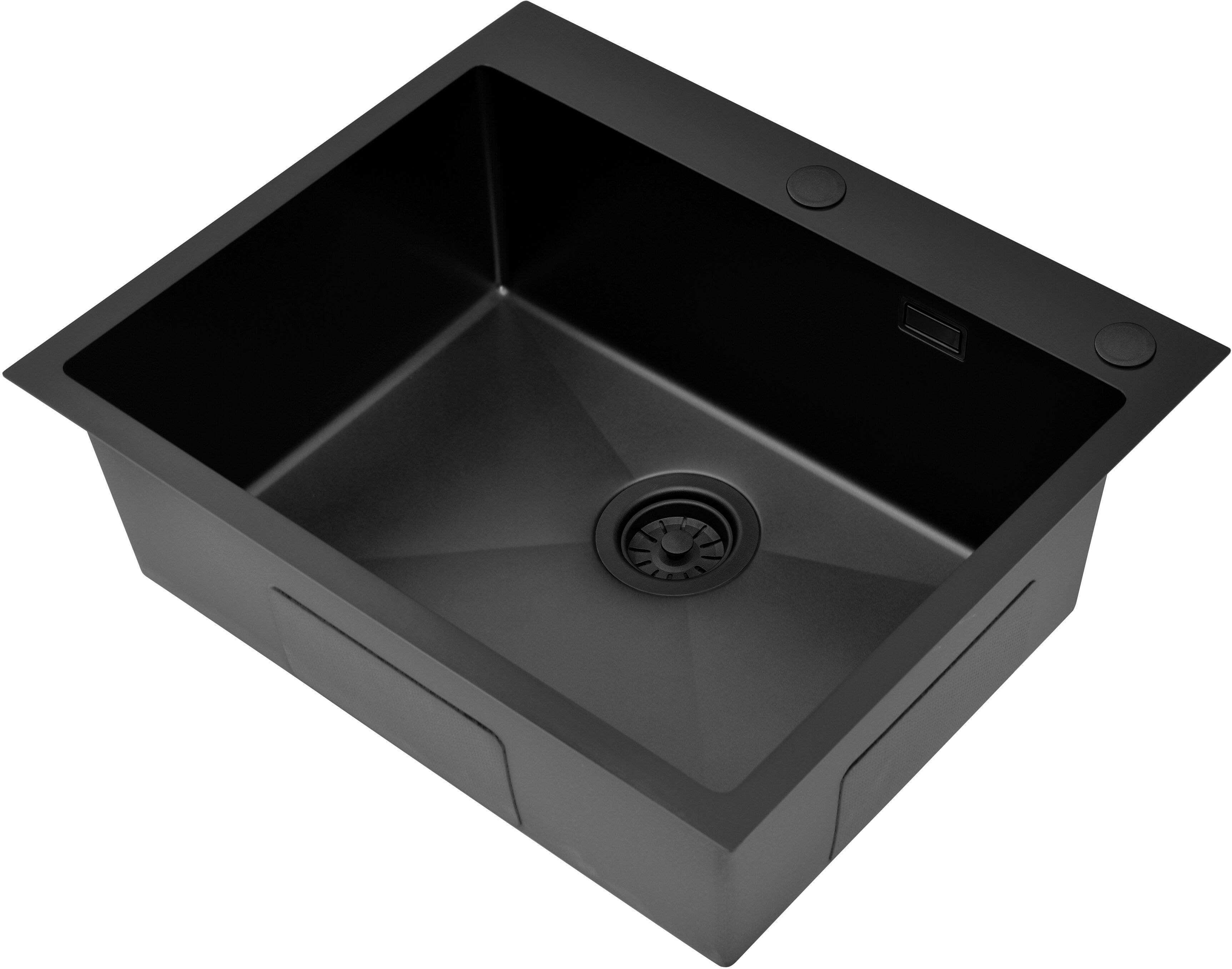 Ruvetti Masivo chiuveta cu dozator 60x50 cm negru 5002M_PVD_BL60_W