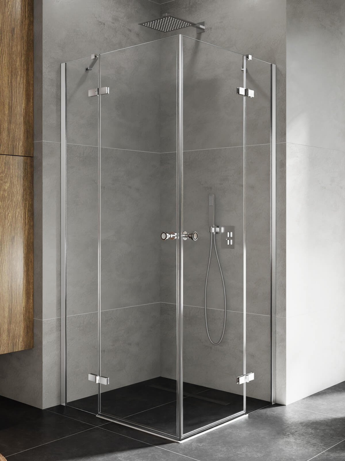 New Trendy Kalibra cabină de duș 90x90 cm pătrat crom luciu/sticlă transparentă K-5086