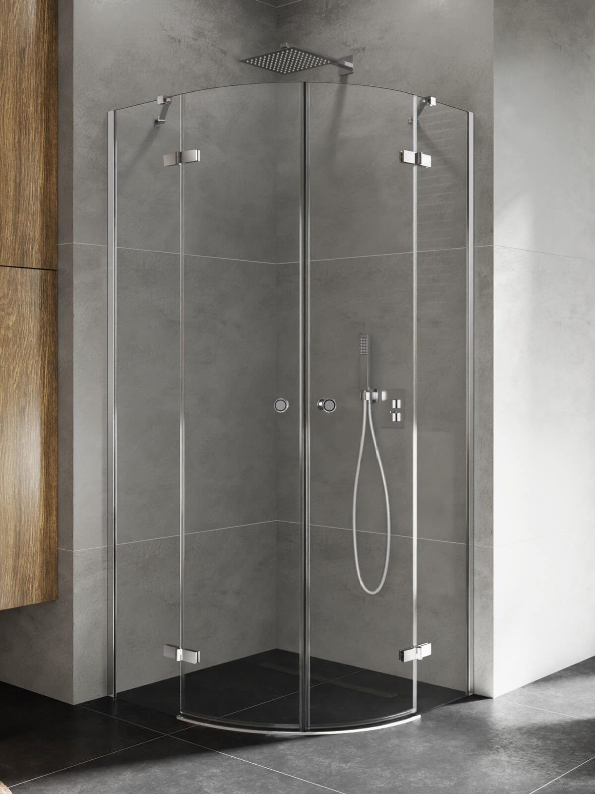 New Trendy Kalibra cabină de duș 80x80 cm semicircular crom luciu/sticlă transparentă K-5127