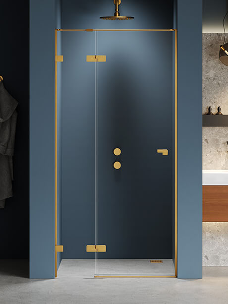 New Trendy Eventa Gold Brushed uși de duș 110 cm înclinabilă auriu periat/sticlă transparentă EXK-8229