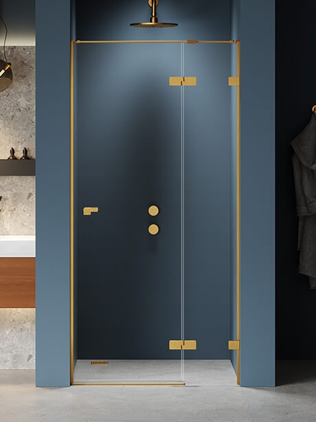 New Trendy Eventa Gold Brushed uși de duș 120 cm înclinabilă auriu periat/sticlă transparentă EXK-8232