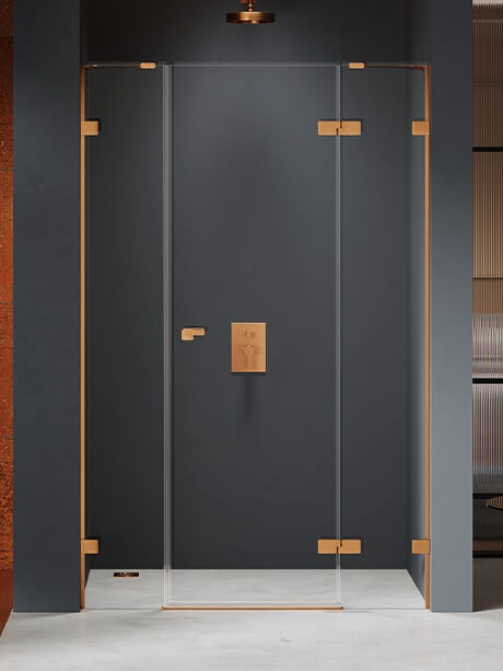 New Trendy Eventa Copper Brushed uși de duș 130 cm înclinabilă cupru periat/sticlă transparentă EXK-8003