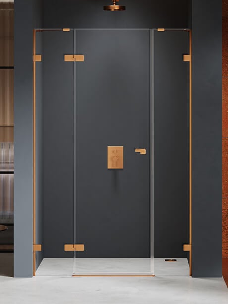 New Trendy Eventa Copper Brushed uși de duș 150 cm înclinabilă cupru periat/sticlă transparentă EXK-8004