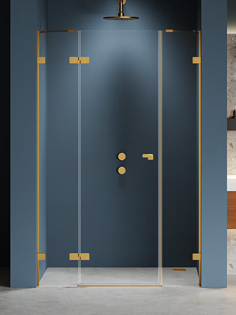 New Trendy Eventa Gold Brushed uși de duș 130 cm înclinabilă auriu periat/sticlă transparentă EXK-8235