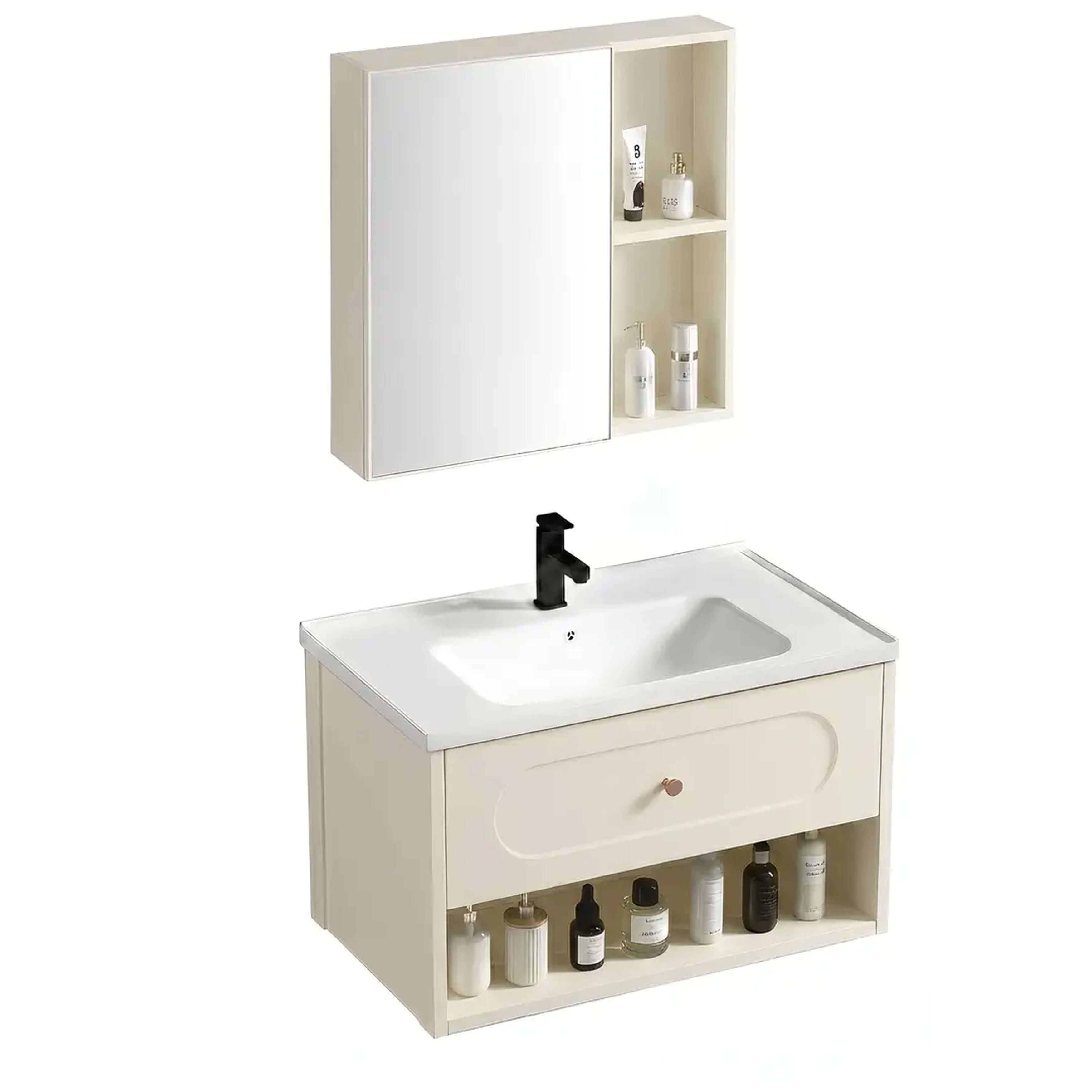 Rea River set mobilier de baie 60x48x cm sub chiuveta pe perete bej REA-M0019