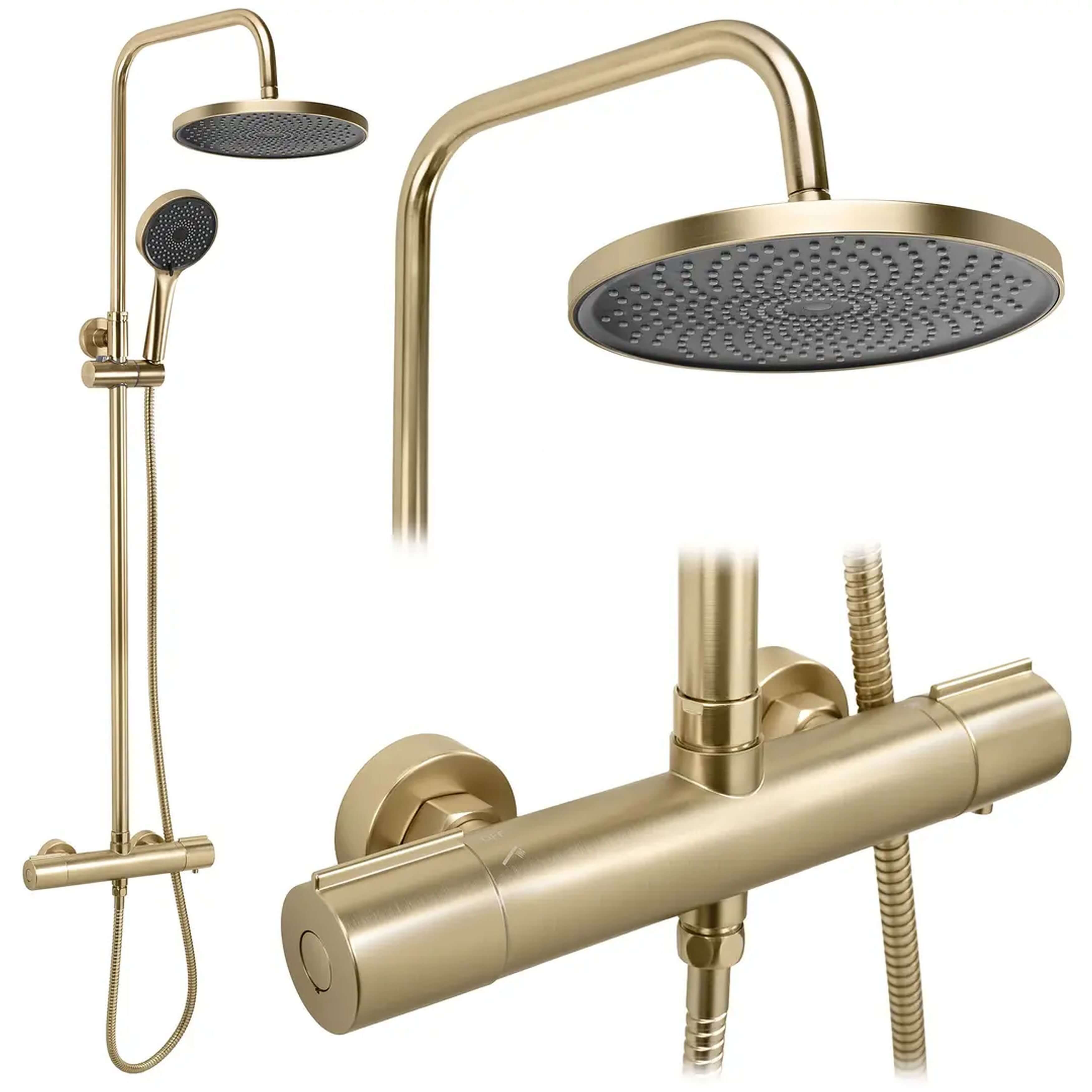 Rea Avanti set de duș perete cu termostat cu duș de ploaie auriu REA-P8920