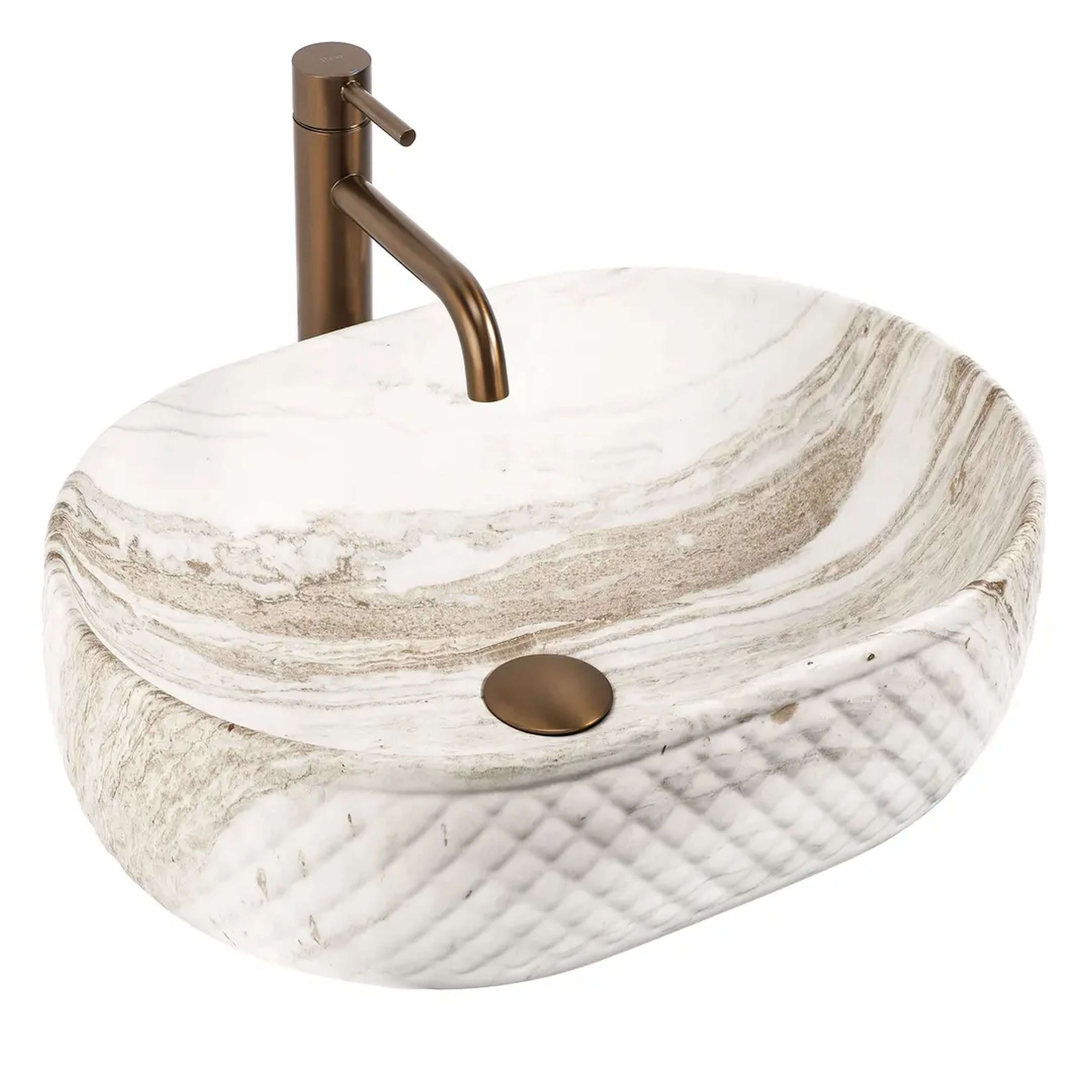 Rea Oktawia lavoar 50x35.5 cm ovale de blat maro/bej luciu REA-U3529