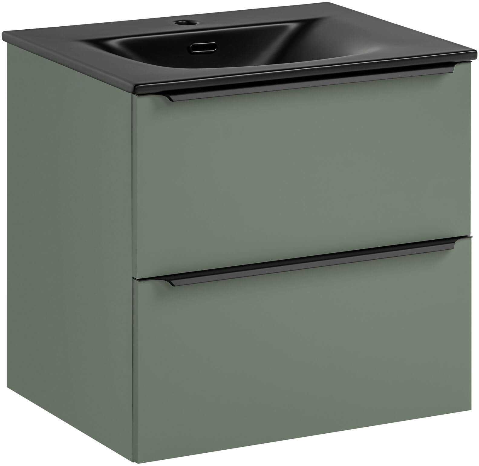 Set dulap Comad Sombra Green SOMBRA GREEN 82-60-46-2S, lavoar Comad Sky SKY 1 BLACK MATT 60 DP ( E-8099-60 )