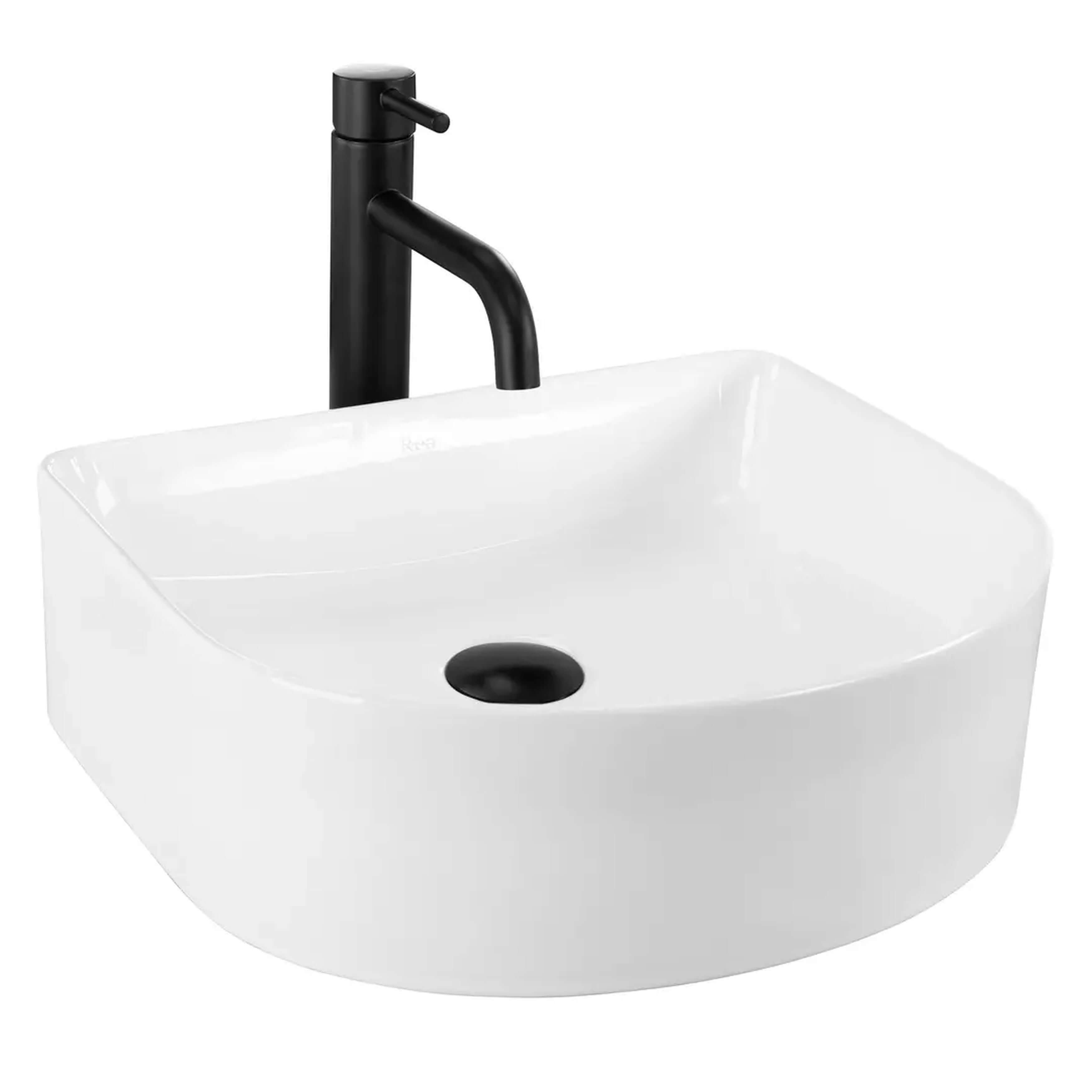 Rea Clara lavoar 40x35 cm semicircular de blat alb luciu REA-U0631