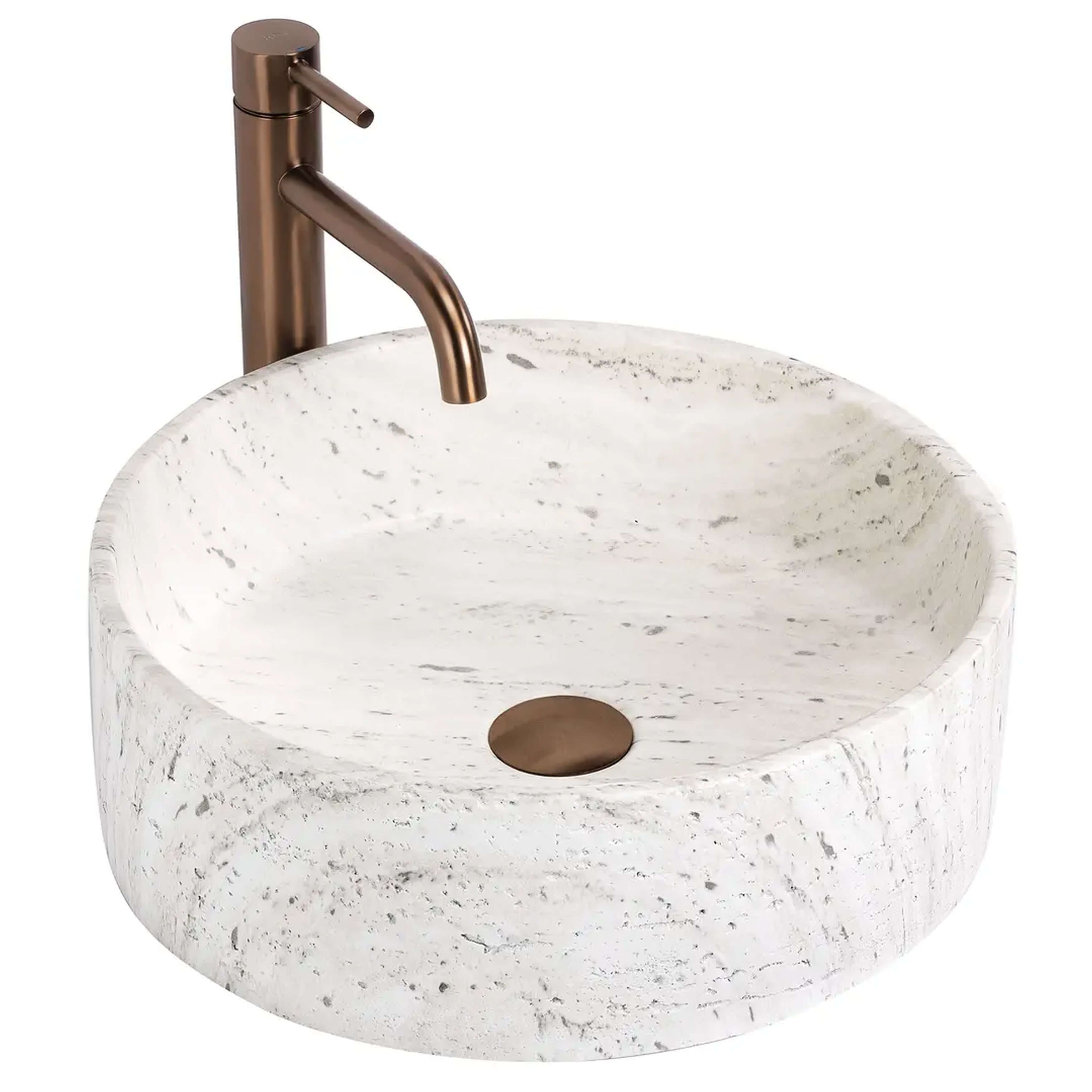 Rea Destiny lavoar 39x39 cm rotund de blat alb-gri/piatră mat REA-U3502