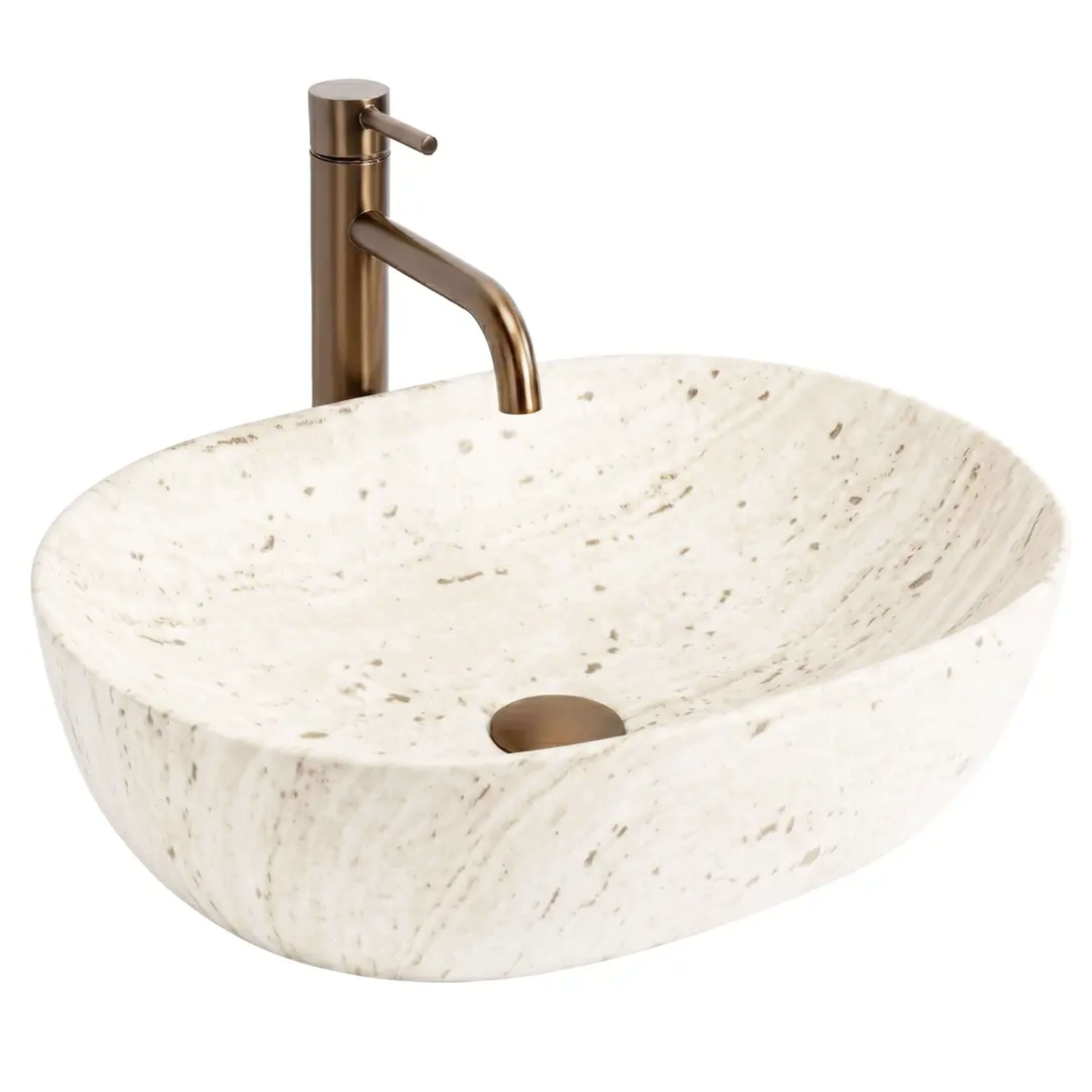 Rea Amelia Travertine lavoar 48x34.5 cm ovale de blat maro/bej mat REA-U4210