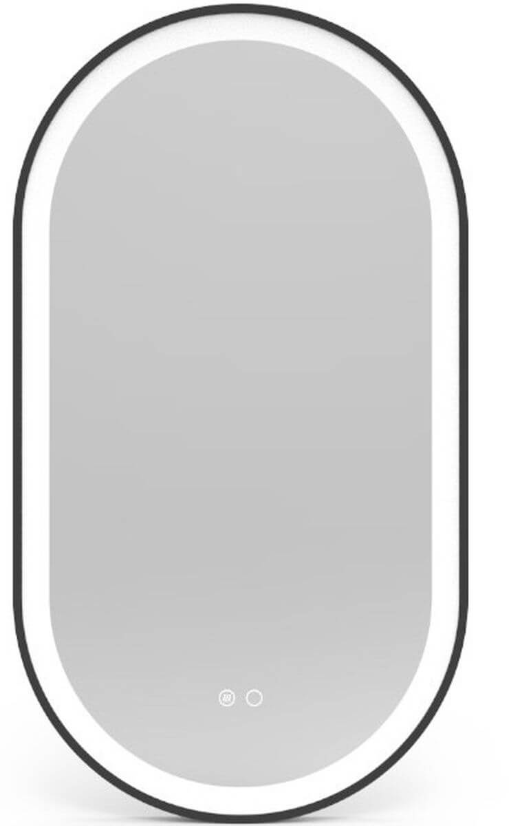 LaVita Leto oglindă 90x50 cm oval cu iluminare cu covoraș de încălzire negru 5900378341024
