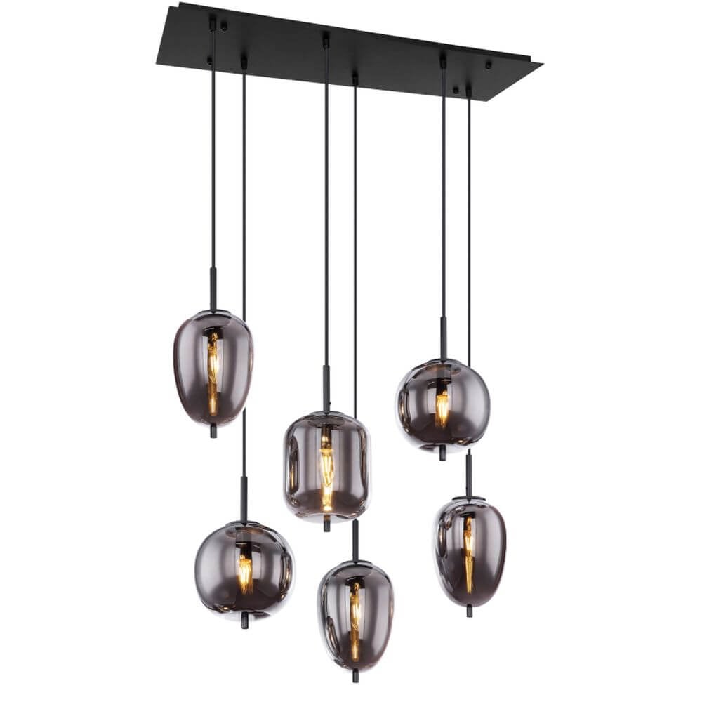 Globo Lighting Blacky lampă suspendată 6x40 W negru-fumuriu 15345-6