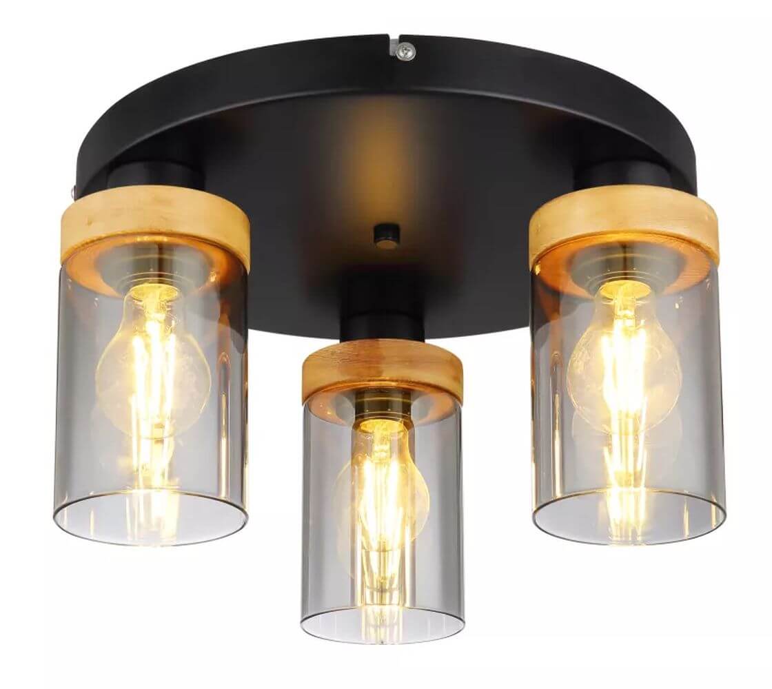 Globo Lighting Finca lampă de tavan 3x40 W negru-fumuriu 15557-3D