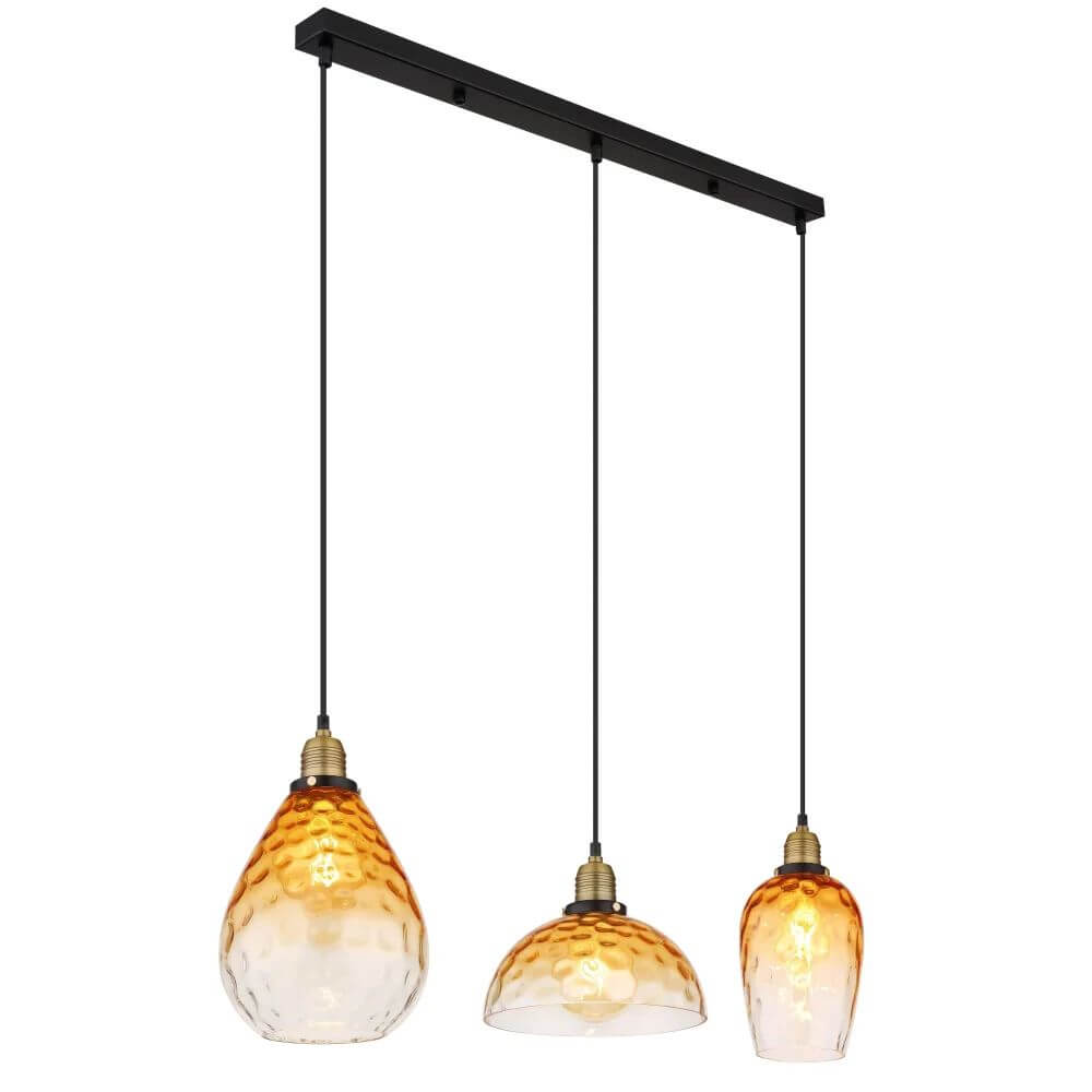 Globo Lighting Salvy lampă suspendată 3x60 W negru-alamă-chihlimbar 15786-3H