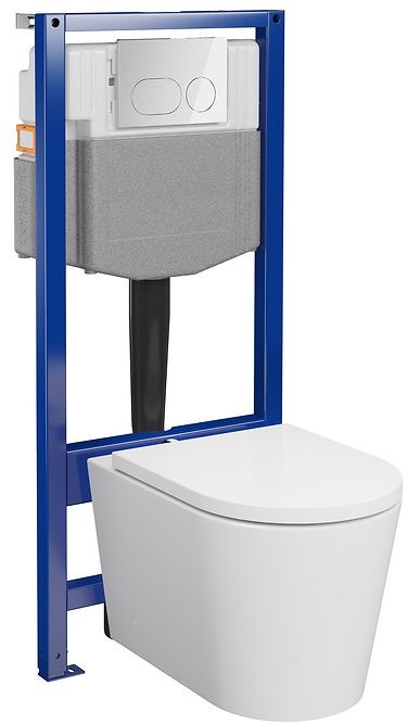 Cersanit Essentials set vas cu capac și cadru cu buton S4003-047