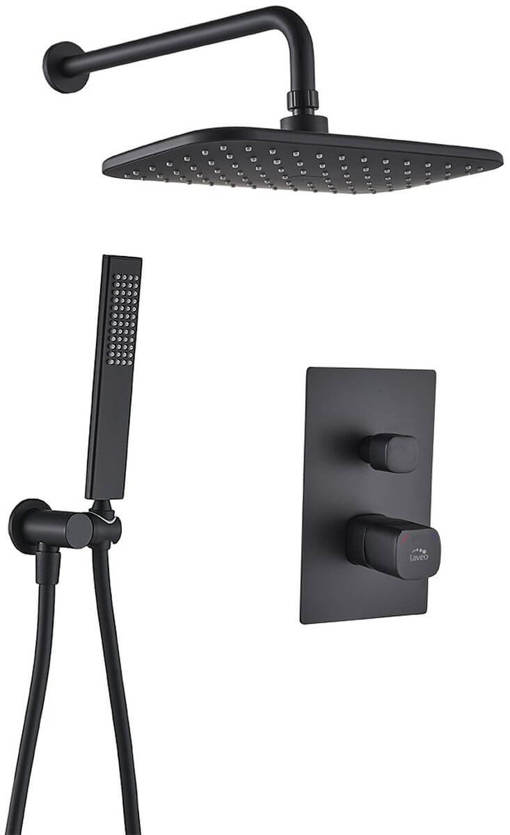 Laveo Tores set de duș ascuns cu duș de ploaie negru BVT_701P