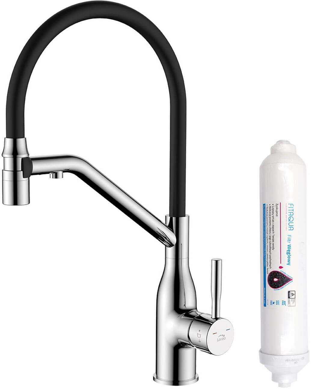 Laveo Colina 2.0 baterie de bucatarie cu filtru pe picior crom-negru BC2B778D