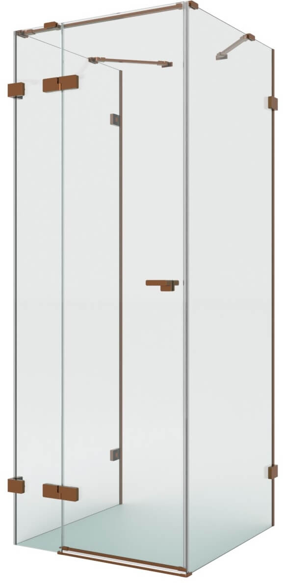 New Trendy Eventa Copper Brushed cabină de duș 80x80 cm pătrat cupru periat/sticlă transparentă EXK-8111
