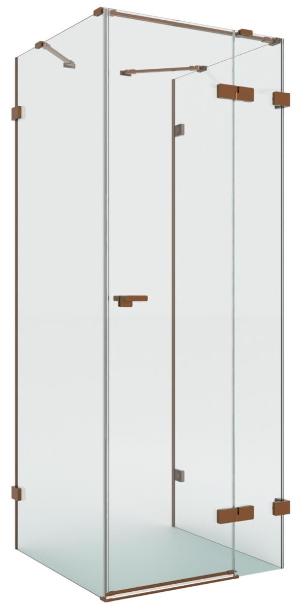 New Trendy Eventa Copper Brushed cabină de duș 90x90 cm pătrat cupru periat/sticlă transparentă EXK-8120