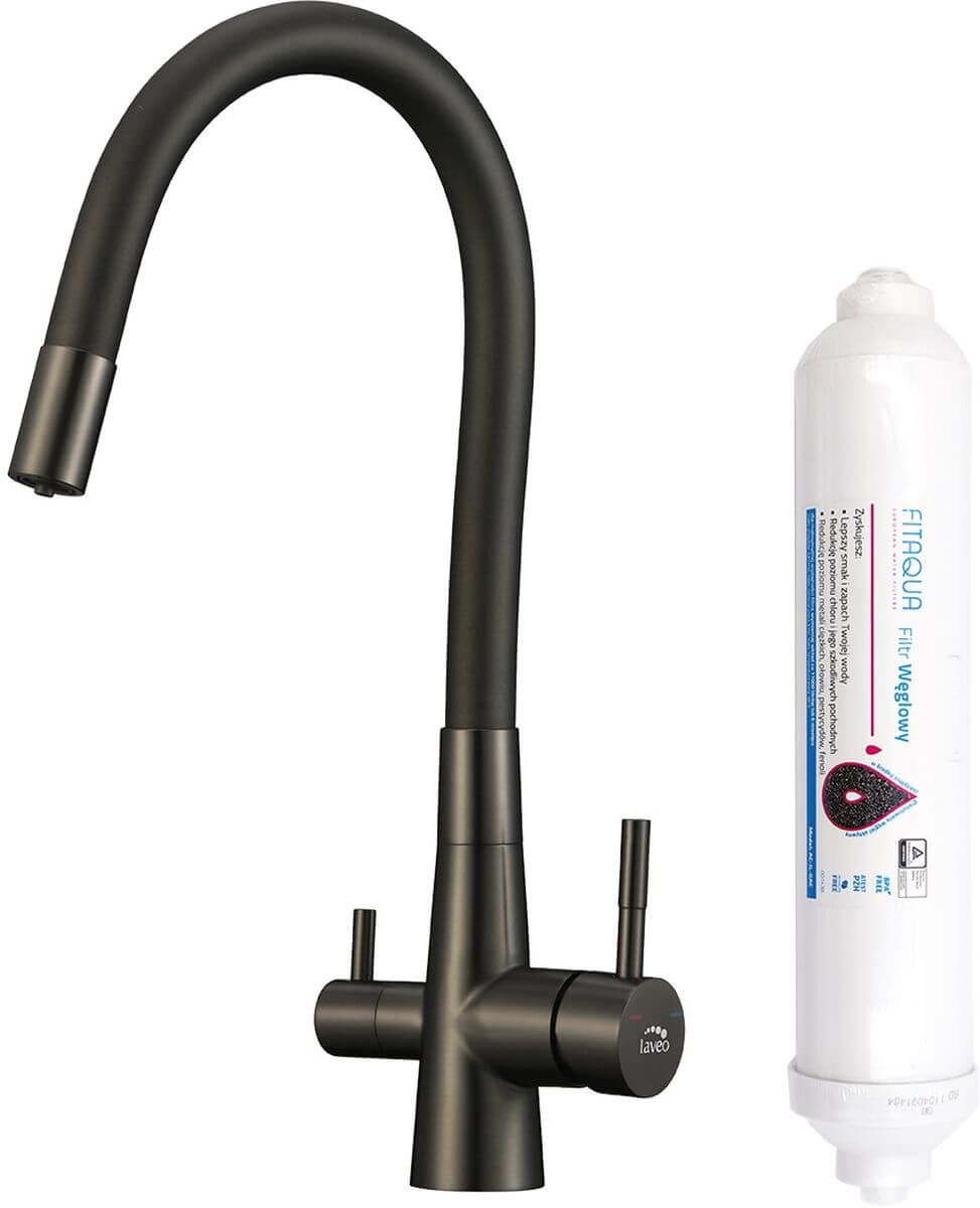 Laveo Riveco baterie de bucatarie cu filtru pe picior grafit/gri BRIB968D