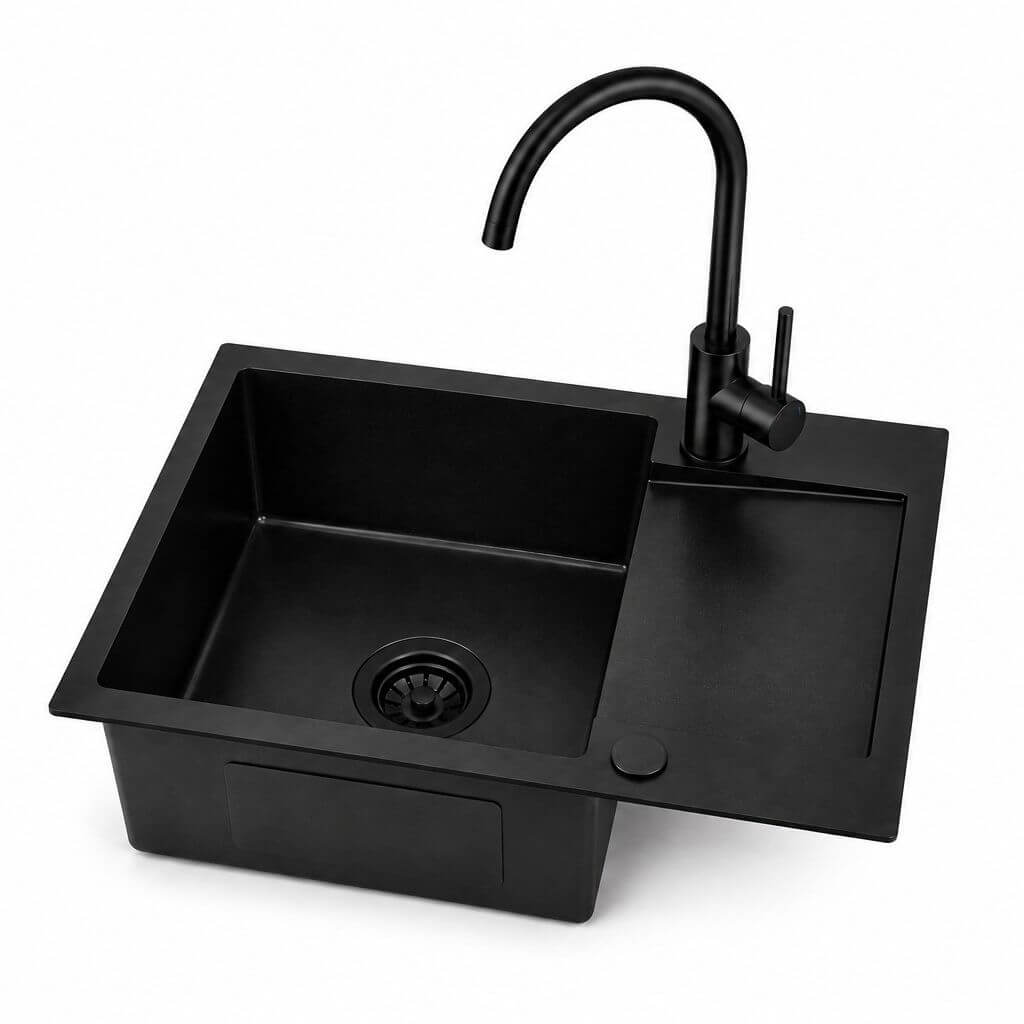 Ruvetti Look chiuvetă din oțel cu baterie 60x48 cm negru LP_LOOK120-5200-PVDBL-F