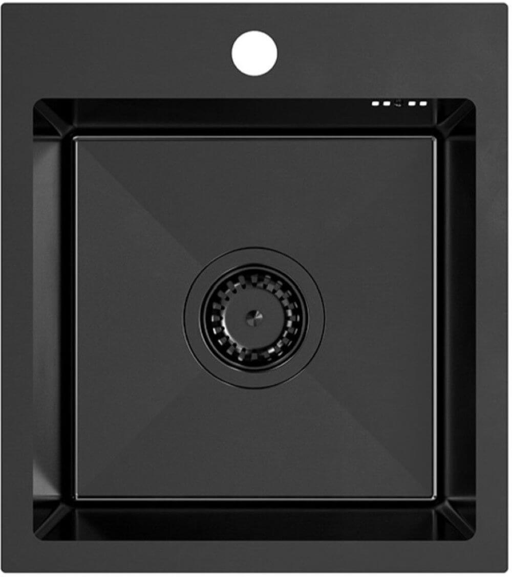 Ruvetti Look chiuvetă din oțel cu baterie 45x40 cm negru LP_LOOK40-5200-PVDBL-F