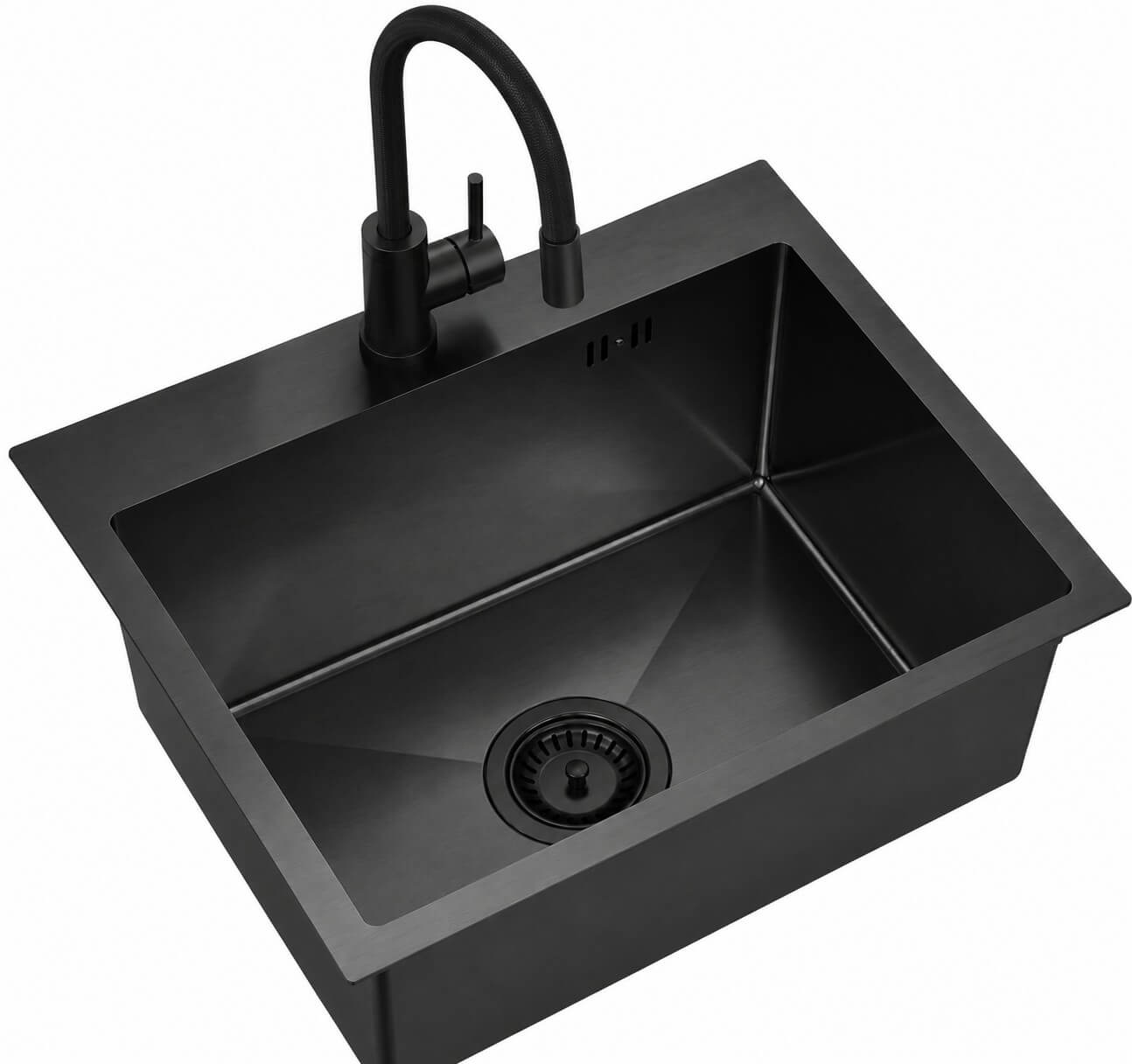 Ruvetti Look chiuvetă din oțel cu baterie 50x45 cm negru LP_LOOK50-5200-PVDBL-S