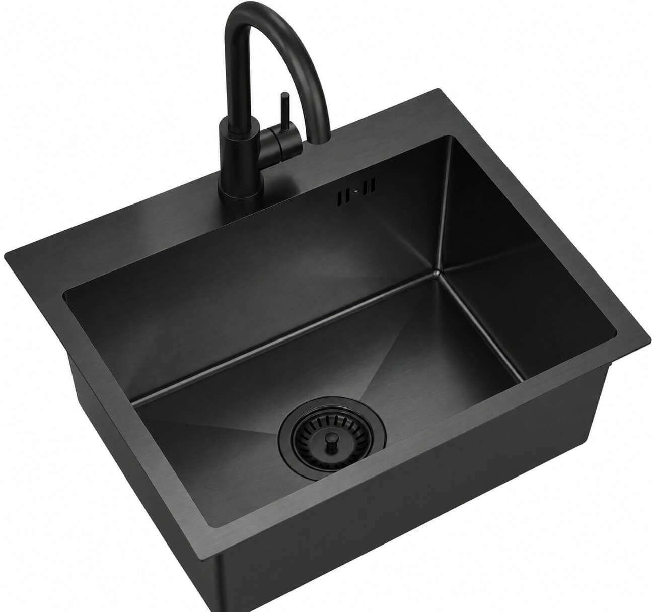 Ruvetti Look chiuvetă din oțel cu baterie 50x45 cm negru LP_LOOK50-5200-PVDBL-F