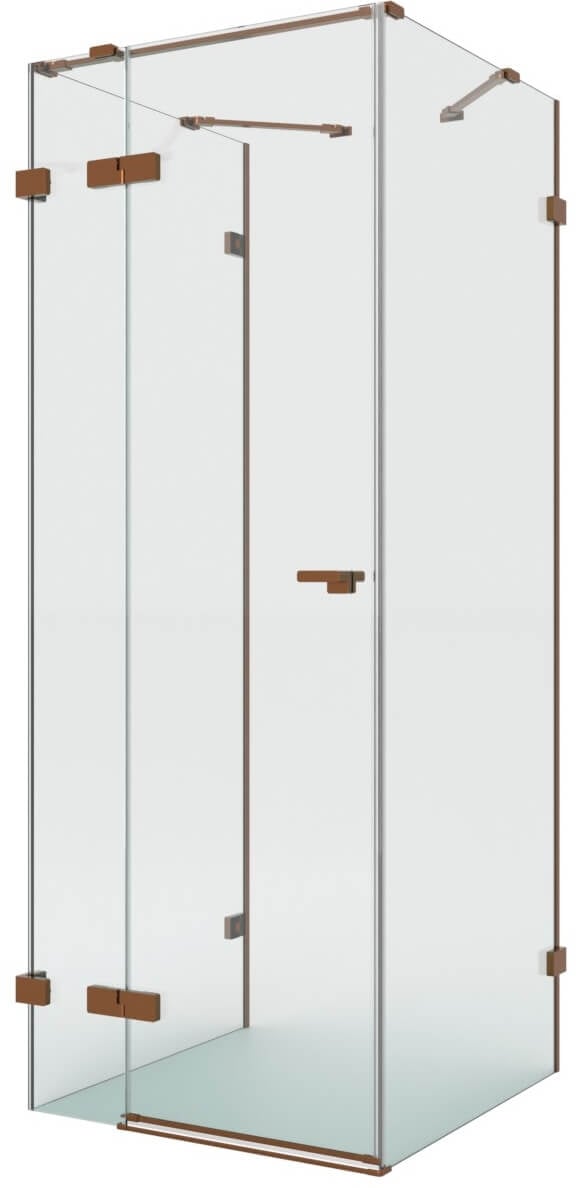 New Trendy Eventa Copper Brushed cabină de duș 100x80 cm dreptunghiular cupru periat/sticlă transparentă EXK-8123