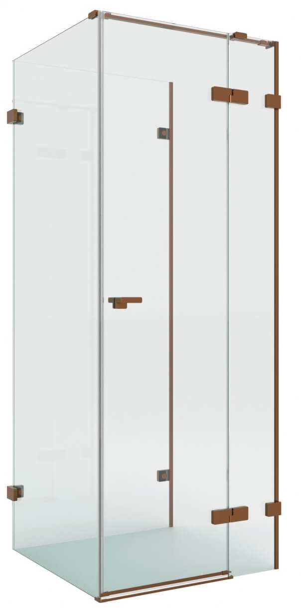 New Trendy Eventa Copper Brushed cabină de duș 90x80 cm dreptunghiular cupru periat/sticlă transparentă EXK-8138