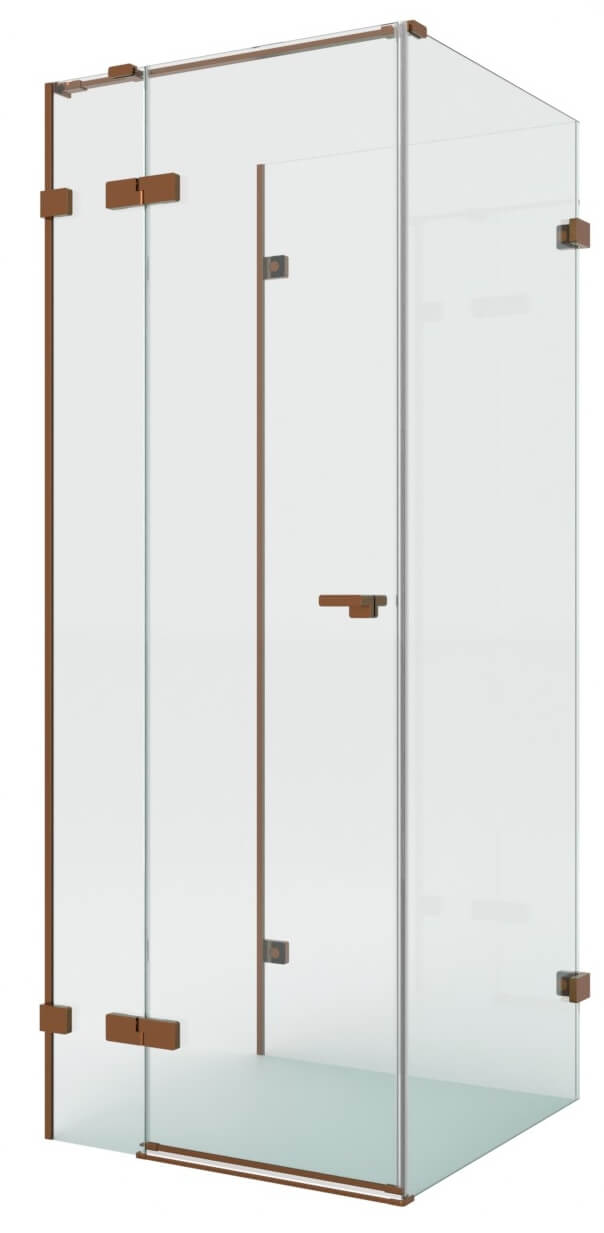 New Trendy Eventa Copper Brushed cabină de duș 90x90 cm pătrat cupru periat/sticlă transparentă EXK-8143