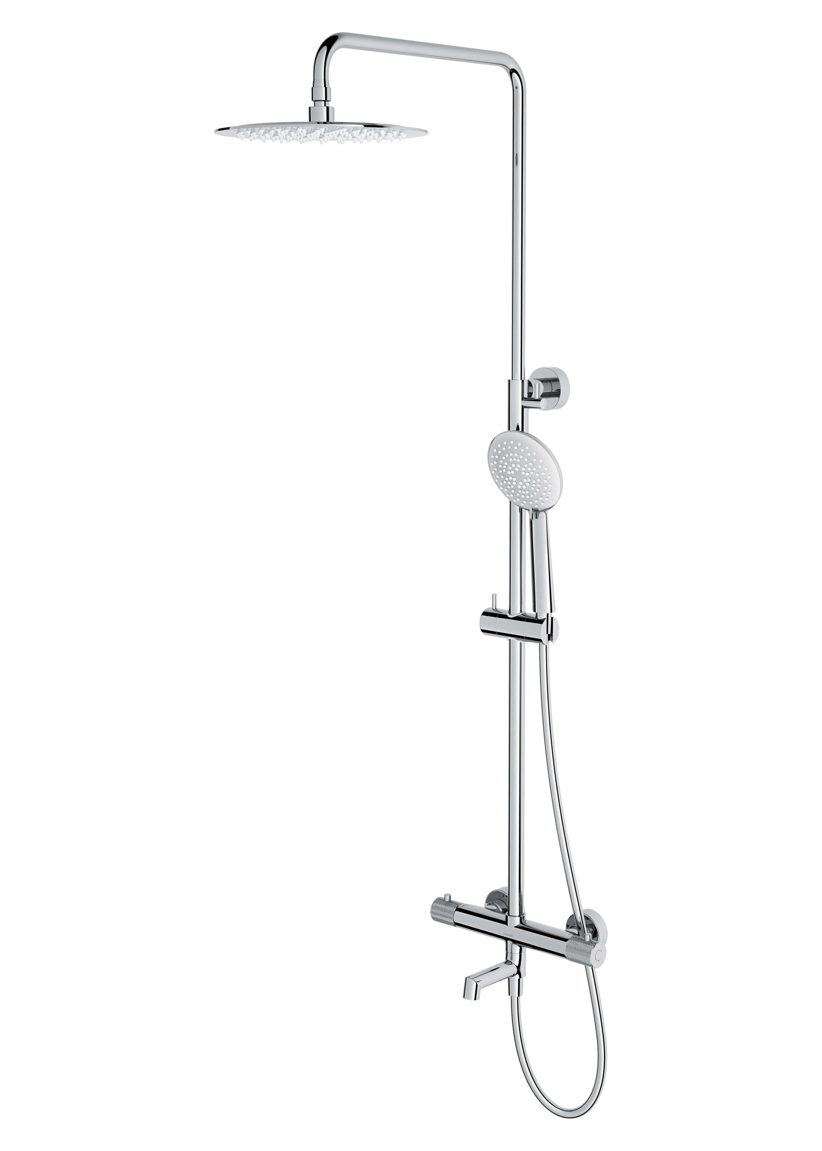 Cersanit Zen set cadă și duș perete cu termostat cu duș de ploaie crom S951-785