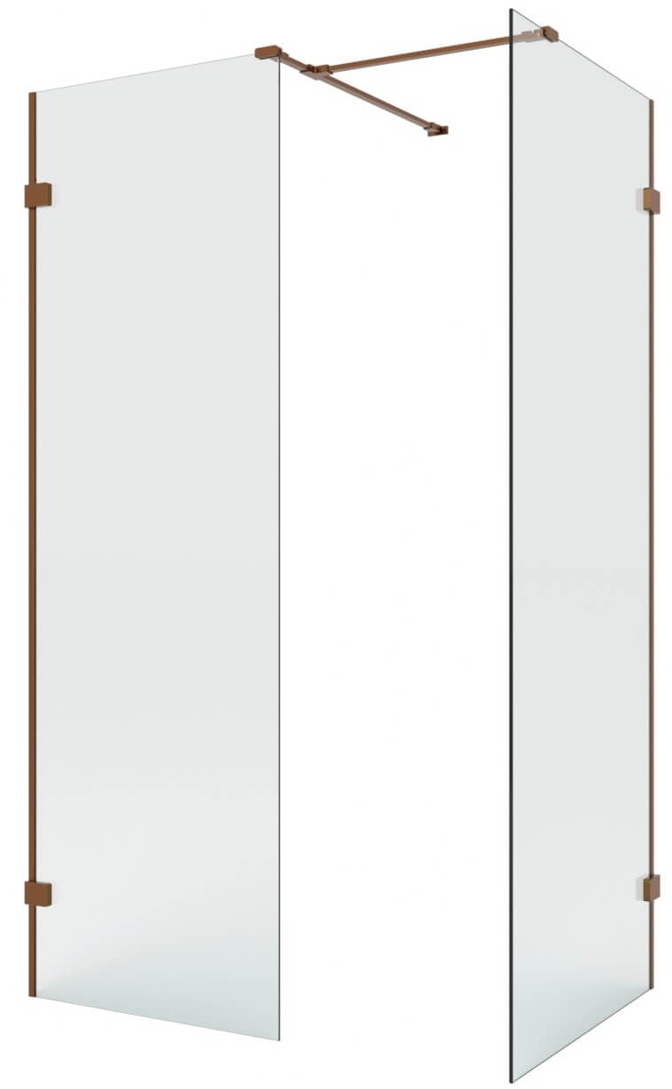 New Trendy Eventa Copper Brushed cabină de duș walk-in 140x100 cm dreptunghiular cupru periat/sticlă transparentă EXK-8208
