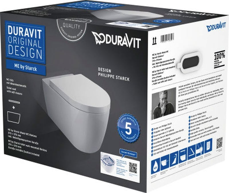 Duravit ME by Starck vas wc cu capac soft-close agăţat fără margine alb 452909AAA1