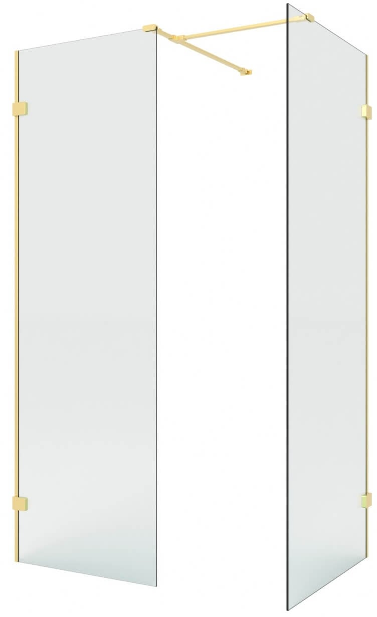 New Trendy Eventa Gold Brushed cabină de duș walk-in 160x80 cm dreptunghiular auriu periat/sticlă transparentă EXK-8433