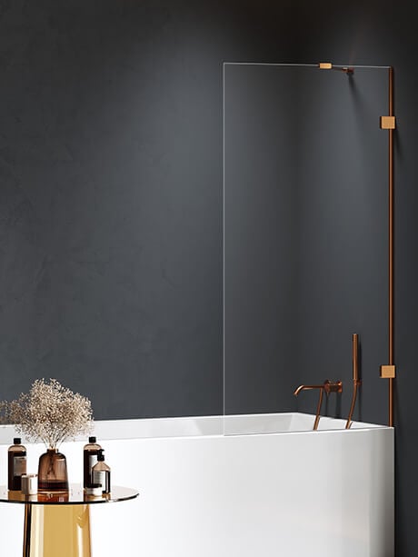 New Trendy Eventa Copper Brushed paravan cadă 100 cm o piesă cupru periat/sticlă transparentă EXK-8216