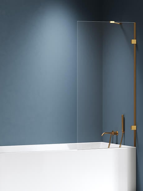 New Trendy Eventa Gold Brushed paravan cadă 100 cm o piesă auriu periat/sticlă transparentă EXK-8449