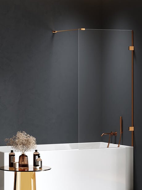 New Trendy Eventa Copper Brushed paravan cadă 80 cm o piesă cupru periat/sticlă transparentă EXK-8214-WP