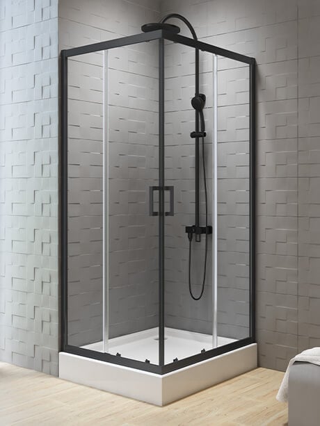 New Trendy New Varia Black cabină de duș 90x80 cm dreptunghiular negru mat/sticlă transparentă K-5161