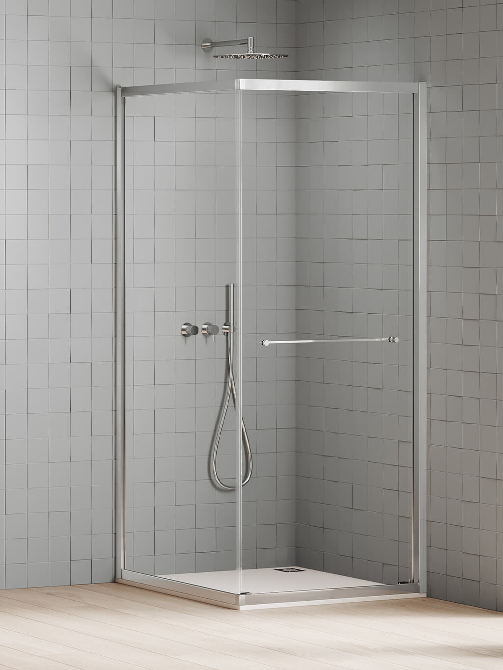New Trendy New Varia cabină de duș 80x80 cm pătrat crom luciu/sticlă transparentă K-5181