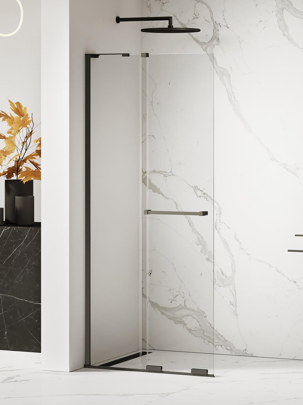 New Trendy Smart Black perete cabină de duș walk-in 100 cm negru mat/sticla transparentă EXK-6676-WL