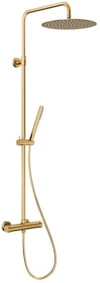 KFA Armatura Moza Brushed Light Gold set de duș perete cu termostat cu duș de ploaie auriu 5736-921-39