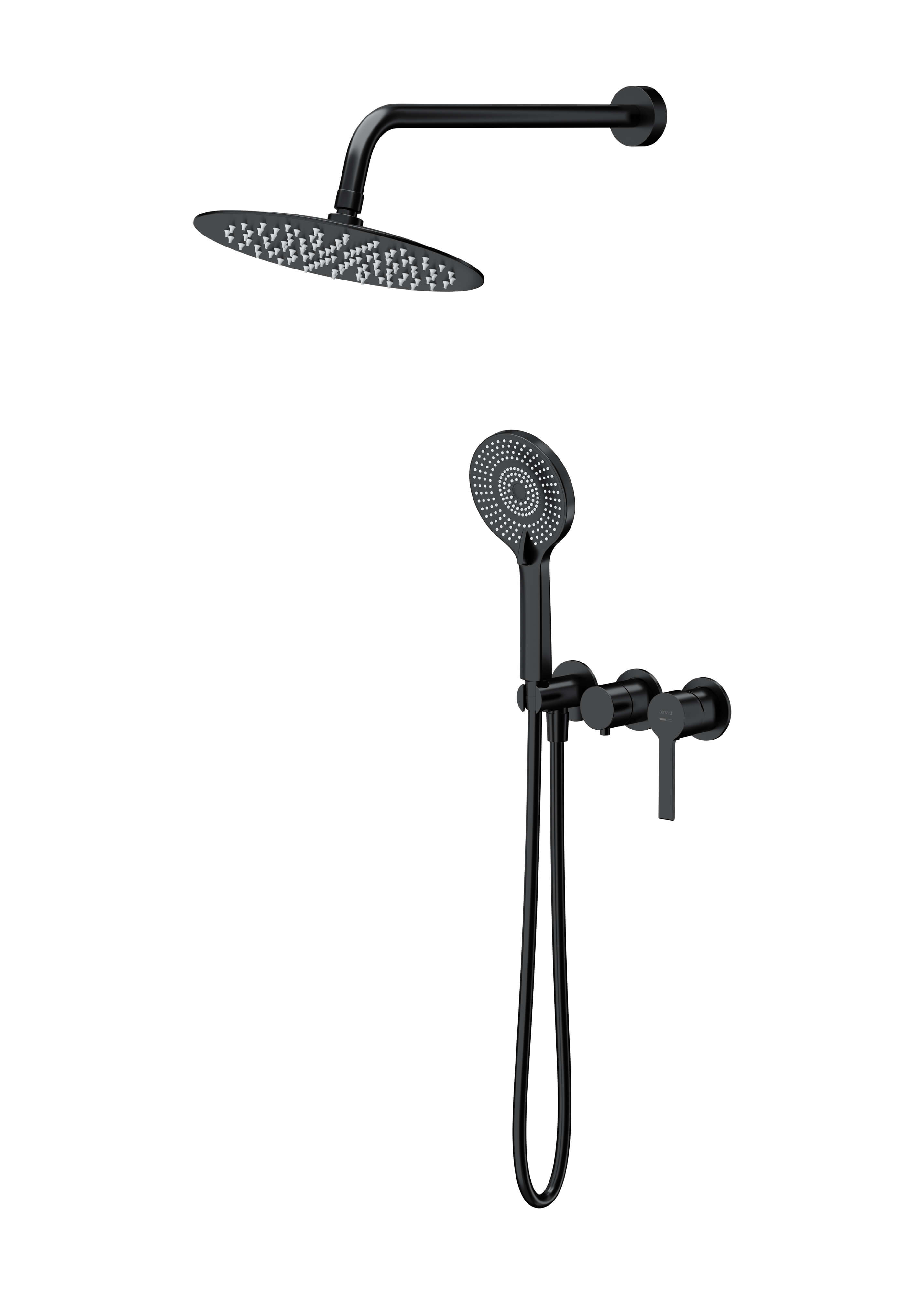 Cersanit Virgo set de duș ascuns cu duș de ploaie negru S952-048