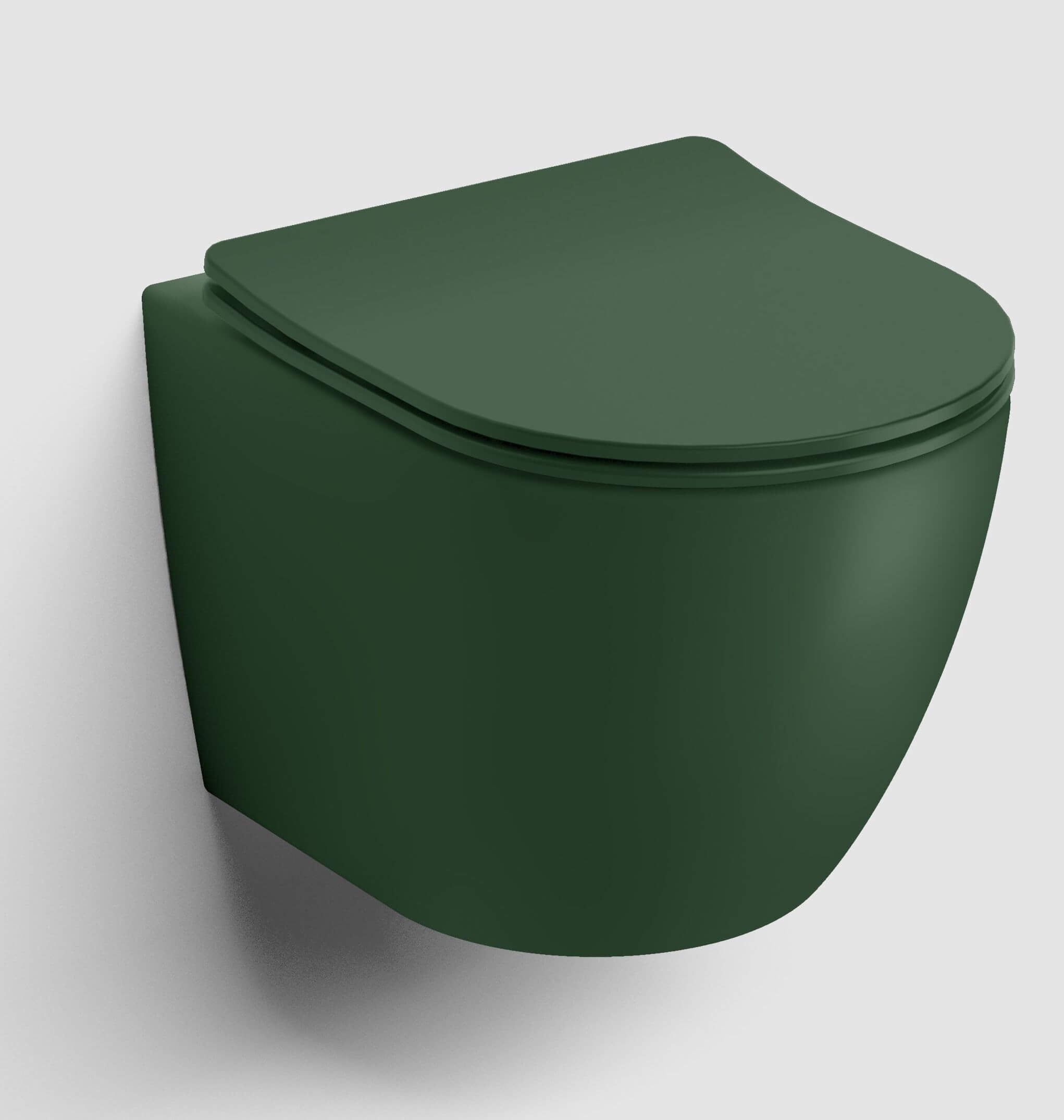 Clou InBe vas wc cu capac soft-close agăţat fără margine verde mat IB/04.01221.02.42