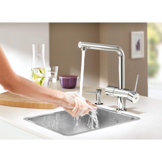 Set chiuvetă din granit Grohe K700 31654AP0, baterie bucătărie Grohe BauEdge 31367001, 40535000