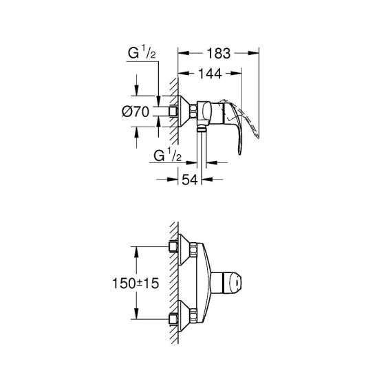 Set set de duș Grohe Euphoria 27226001, baterie de duș Grohe Eurosmart 33555002